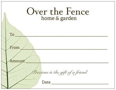 Over the Fence Gift Card